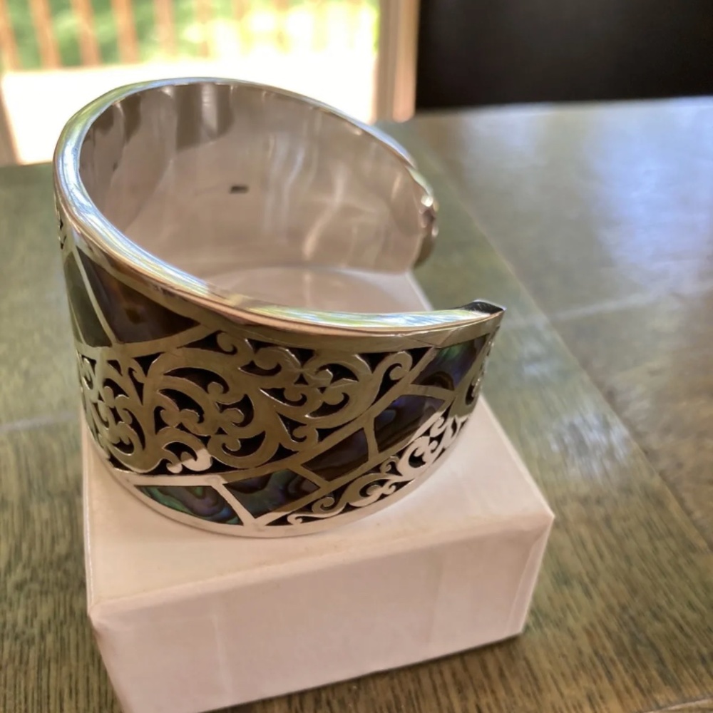 LOIS HILL Abalone Inlay Sterling Silver Scroll Cuff Bracelet - Picture 2 of 8